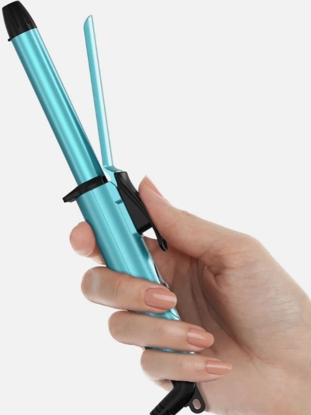 Farery travel-sized mini curling iron in Turquoise